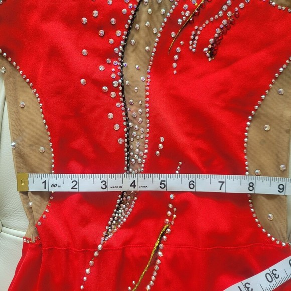 Rhythmic Gymnastics Leotard for Competitions Red size 6 -8 years old - Picture 14 of 14